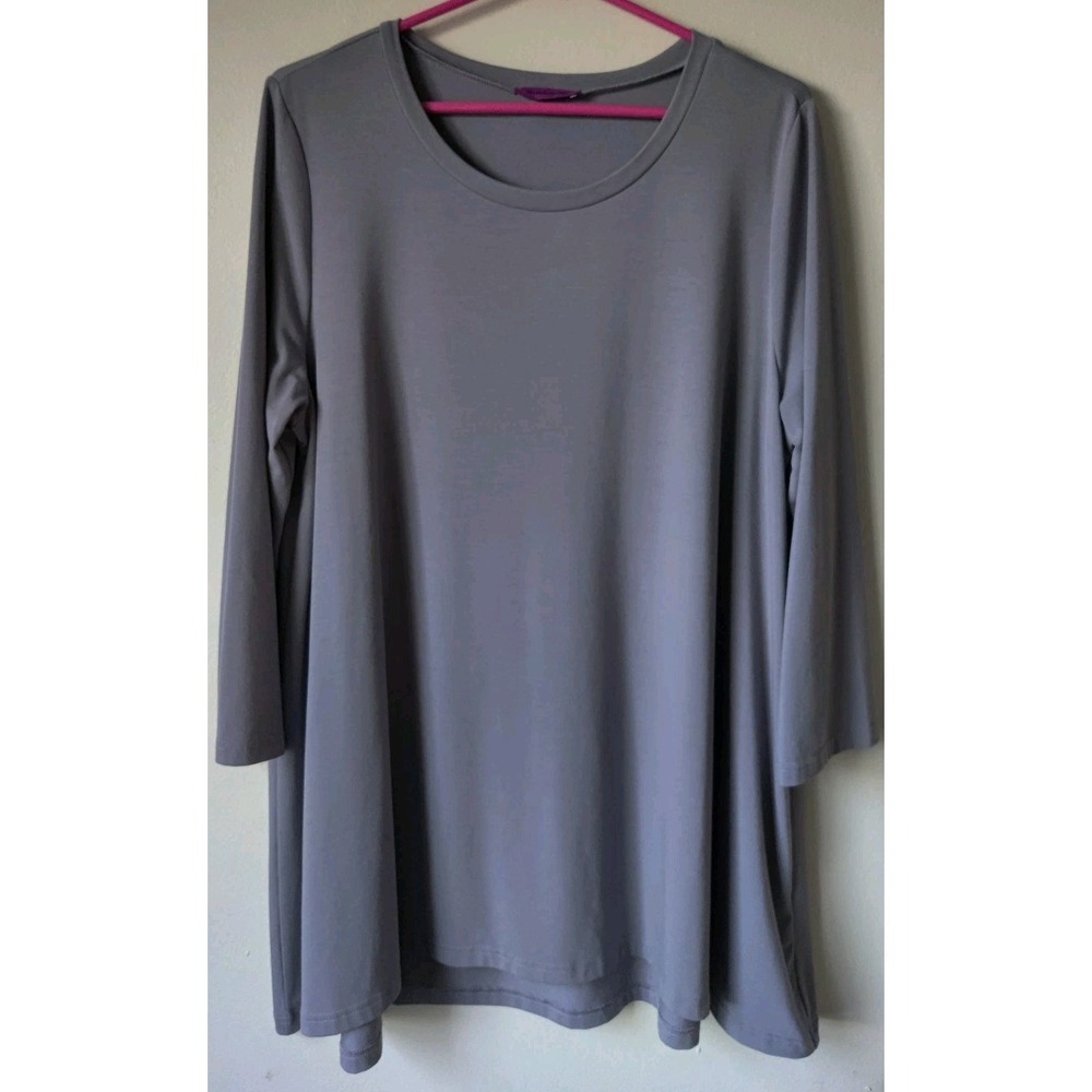 Mountain Mamas Women's Tunic Top Gray 3/4 Sleeve Flowy Size XXL Stretch